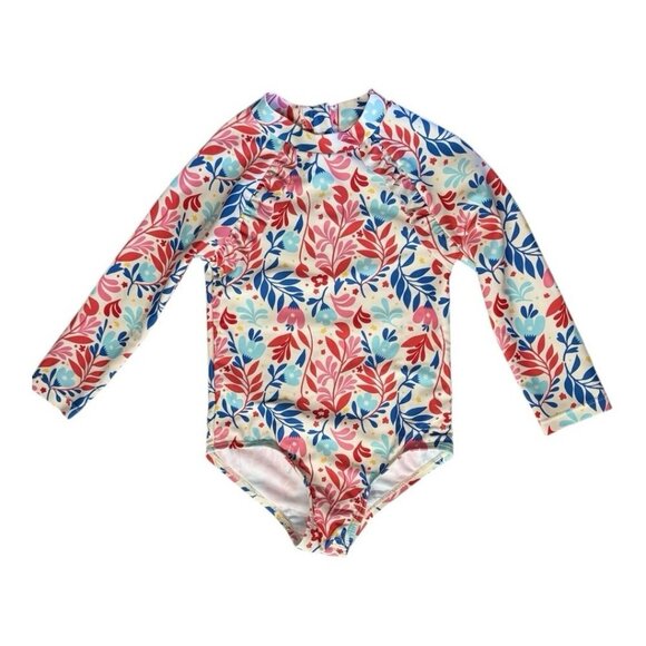 Adventurewear 360 Baby Girl Long Sleeve Rashguard Swim~Sz 18M~Hibiscus L15 03 - Picture 3 of 9